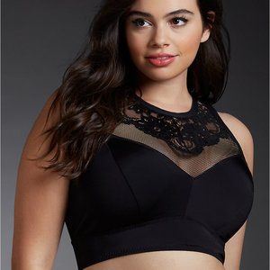 Torrid Lace & Mesh Microfiber Halter Bralette
